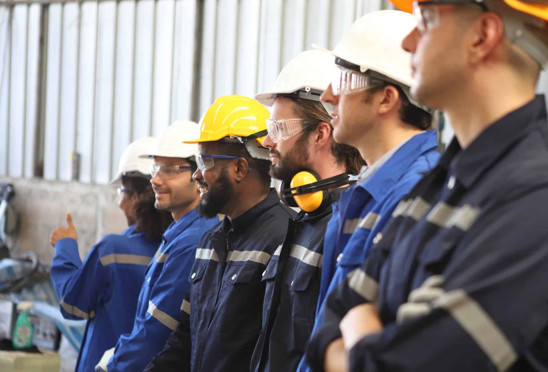 engineer team standing at industry