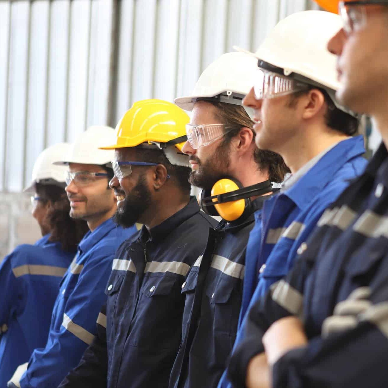 engineer team standing at industry